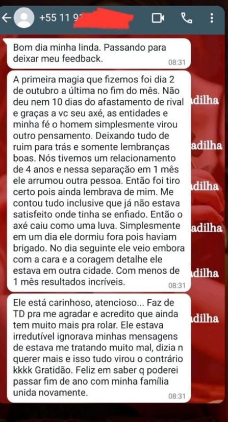 Depoimento de cliente 22: Reconciliação e carinho