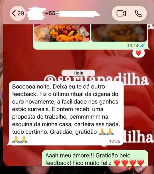 Depoimento de cliente 23: Prosperidade e trabalho