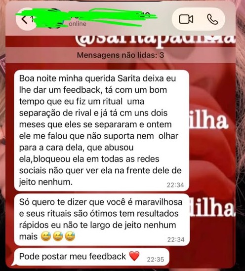 Depoimento de cliente 26: Afastamento de rival